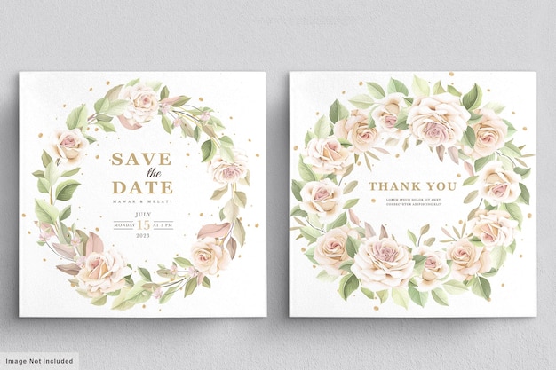 Hand drawn roses invitation card template