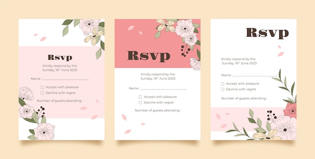 Hand drawn rsvp cards bundle