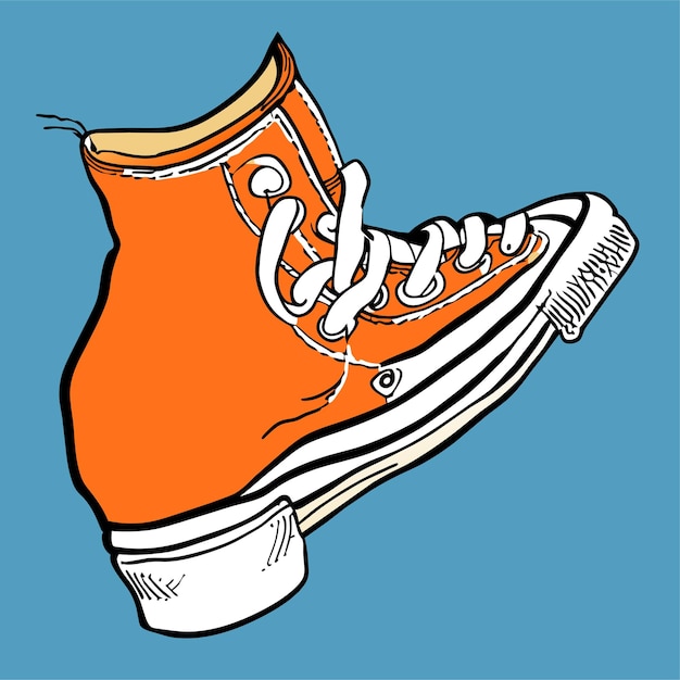 Vettore illustrazione di cartoni animati di scarpe da corsa disegnate a mano