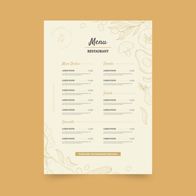 hand drawn rustic restaurant menu