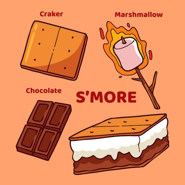 Нарисованная рукой иллюстрация s'more