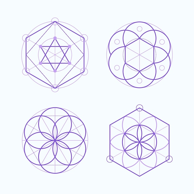 Vector hand drawn sacred geometry element collection