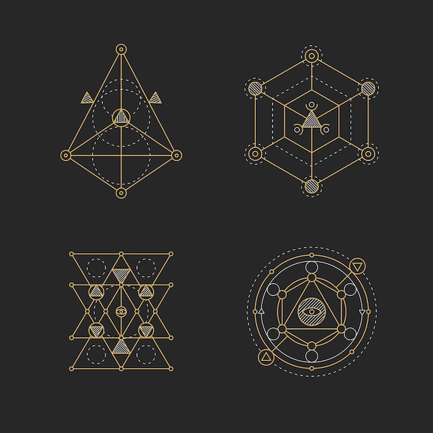 Vector hand drawn sacred geometry element collection