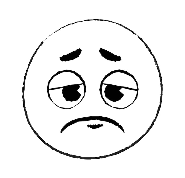 Vector hand drawn sad emoticon