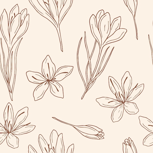 Hand drawn saffron seamless pattern