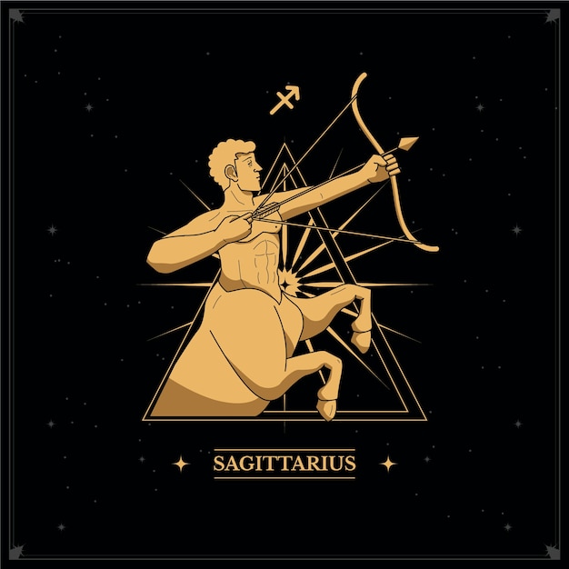 Hand drawn sagittarius logo with centaur