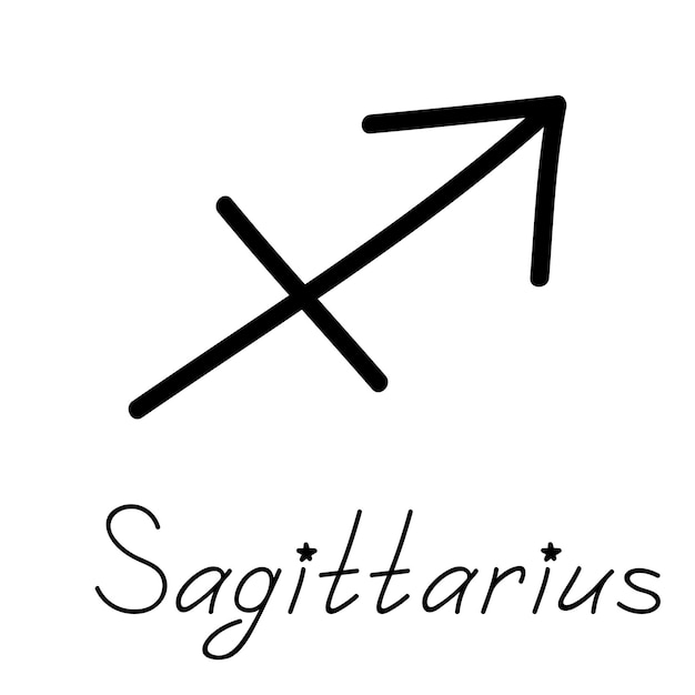 Vettore segno zodiacale del sagittario disegnato a mano simbolo esoterico doodle clipart astrologico elemento per il design