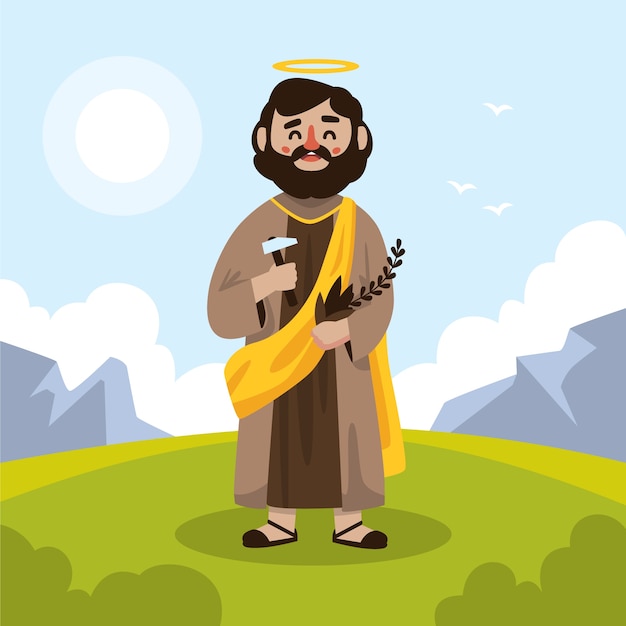 Vector hand drawn saint joseph illustration