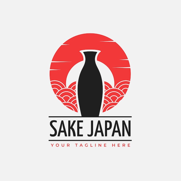 Vector hand drawn sake logo design