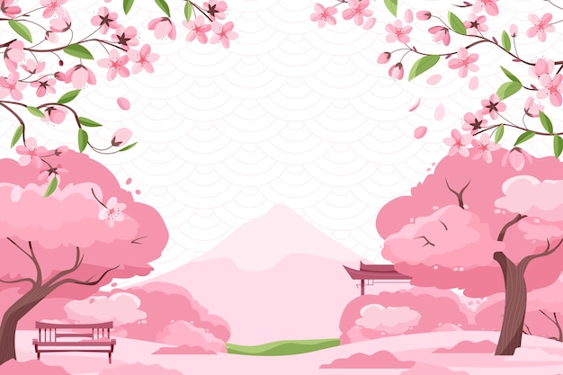 Vector hand drawn sakura tree background