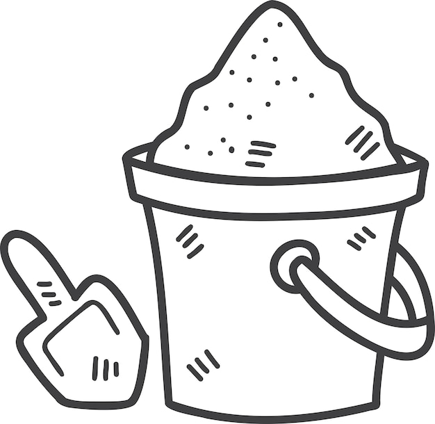 Hand Drawn Sand bucket and scoop tool illustration