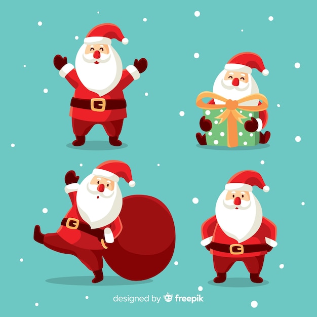 hand drawn santa claus character collection