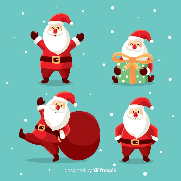 Hand drawn santa claus character collection