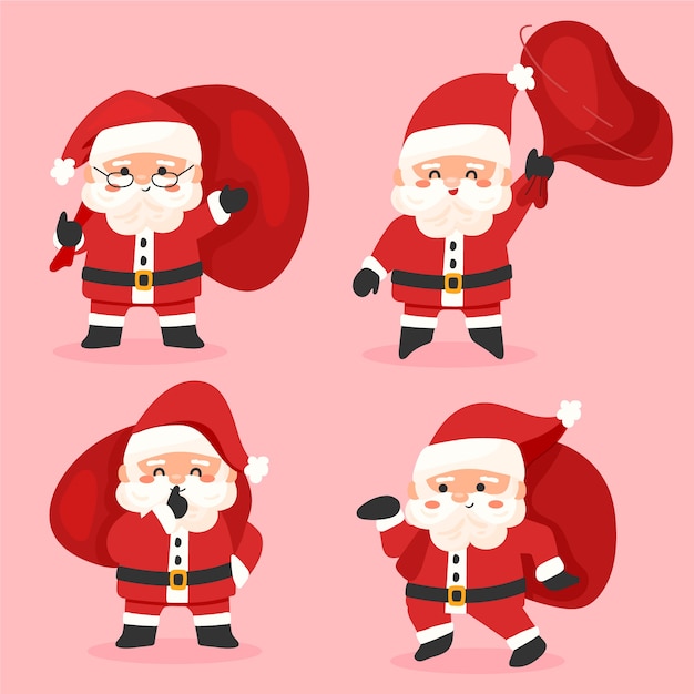 Collezione di personaggi di babbo natale disegnati a mano