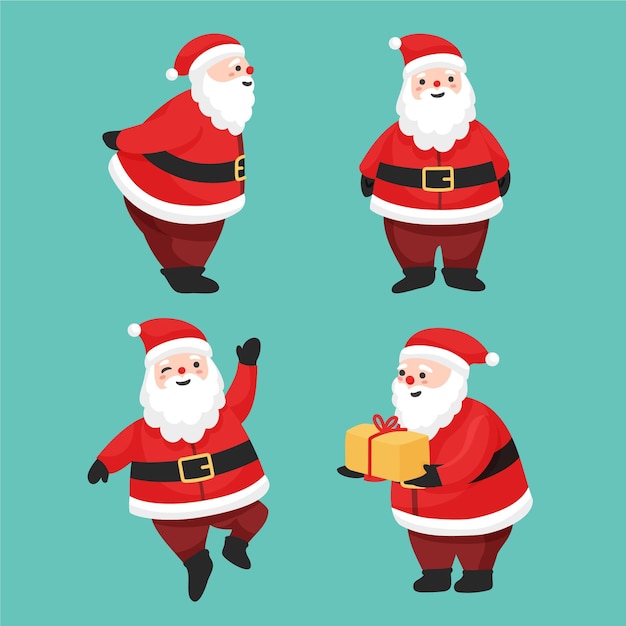 Vector hand drawn santa claus character collection