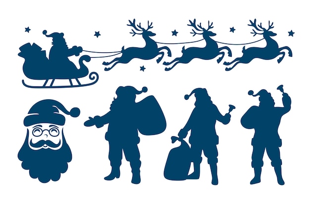 ベクトル クリスマスシーズンのお祝いのための手描きのサンタクロースのシルエット