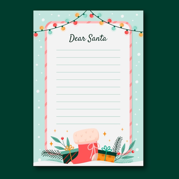 Vector hand drawn santa letter template