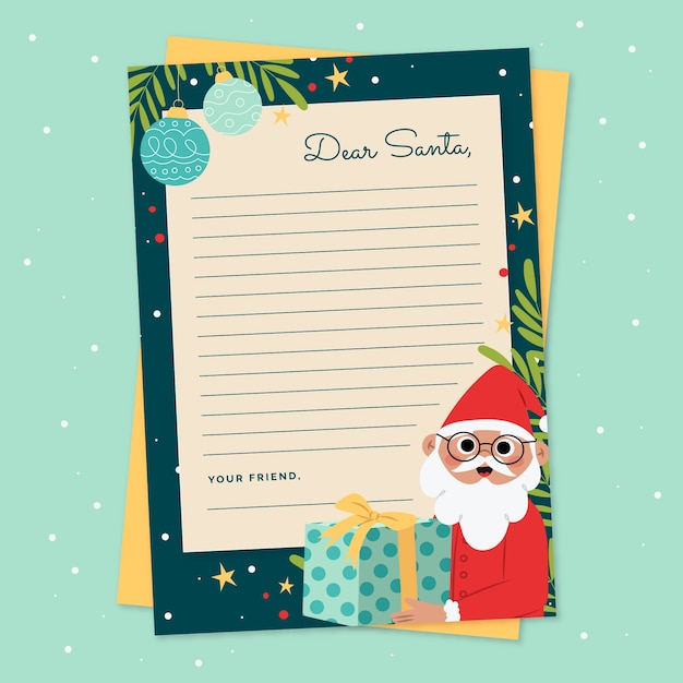 Hand drawn santa letter template