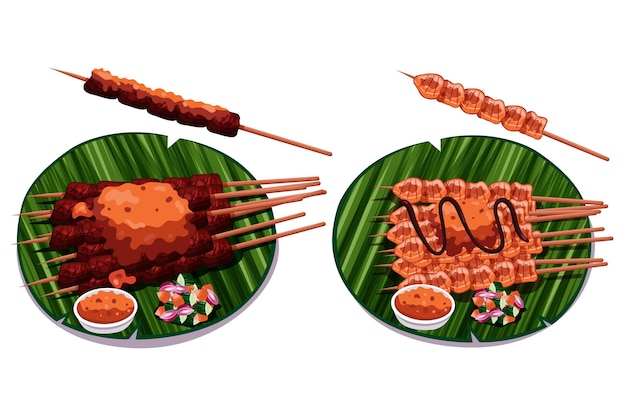 벡터 손으로 그린 satay