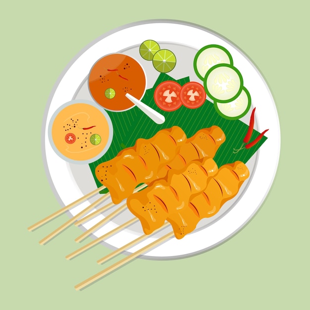 Vector hand drawn satay illustration