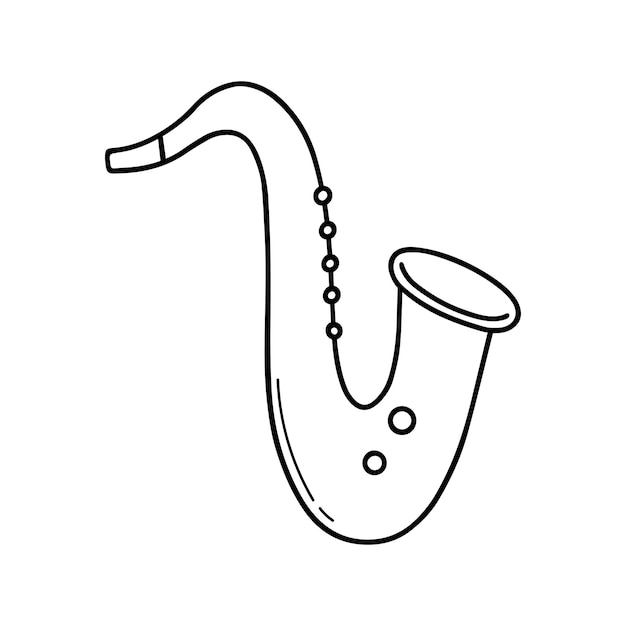 Ручной рисунок саксофона каракули музыкальный инструмент в стиле эскиза