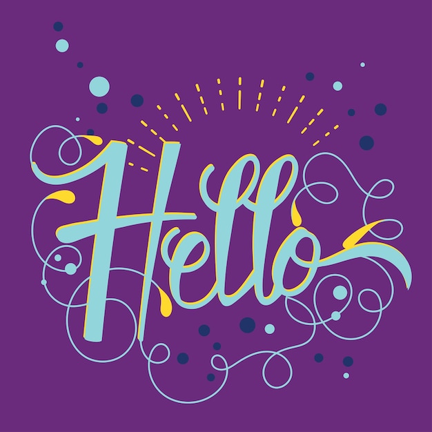 Vettore disegnato a mano say hello typography or lettering