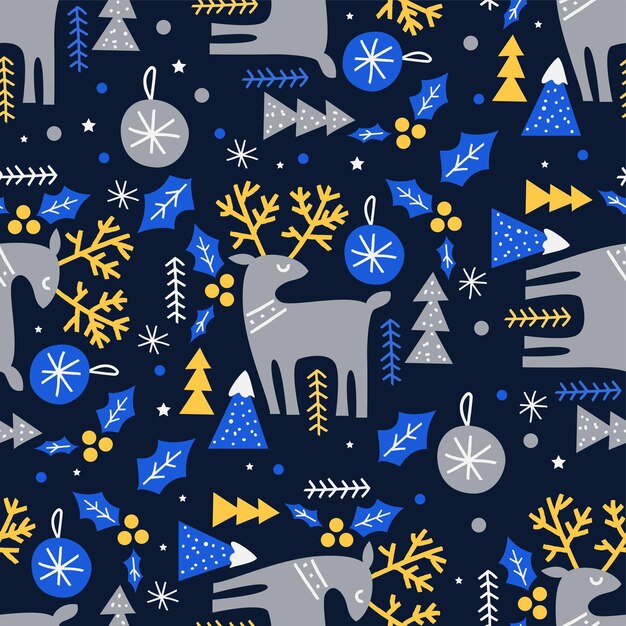 Hand-drawn scandinavian christmas pattern