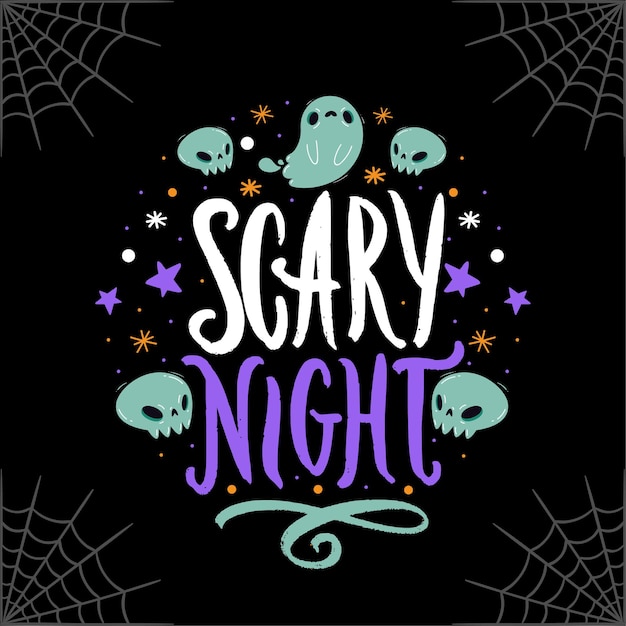 hand drawn Scary night Halloween lettering