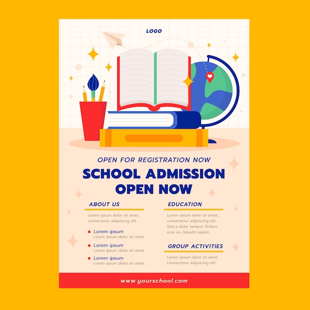 Vector hand drawn school admission template