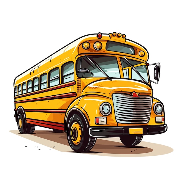 Hand drawn school bus cartoon vector illustration clipart white background