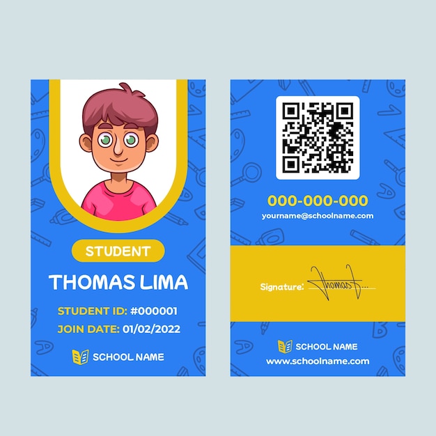 hand drawn school id card template