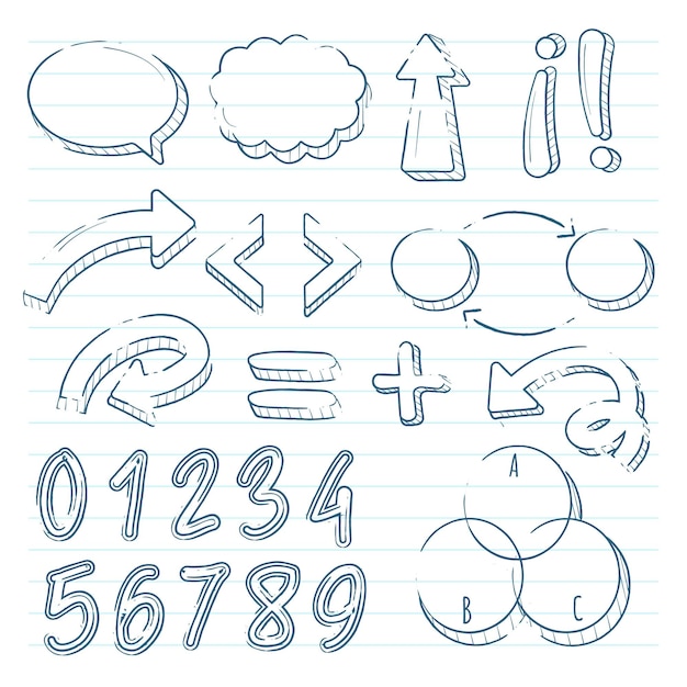 Vector hand drawn school infographic elements