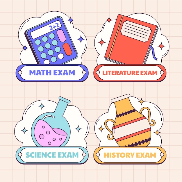 Vector hand drawn school sticker set