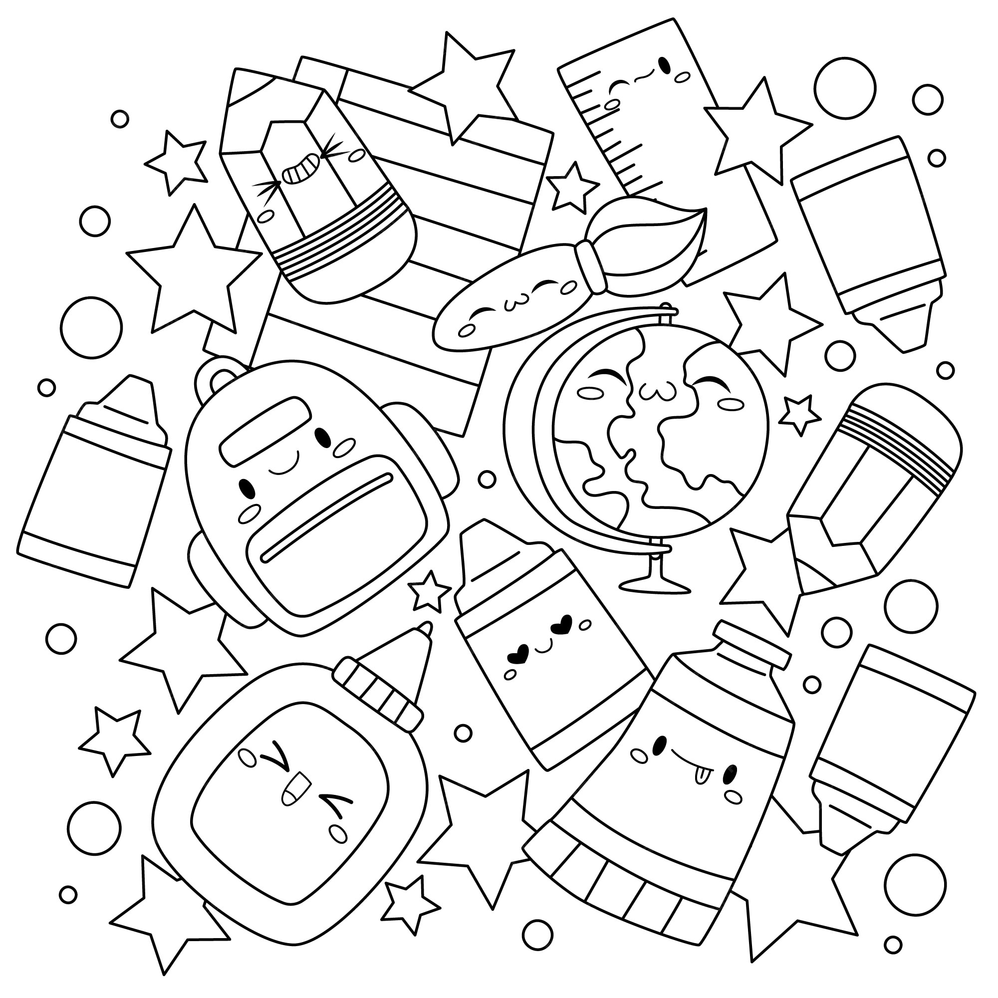 School Supplies Coloring Page