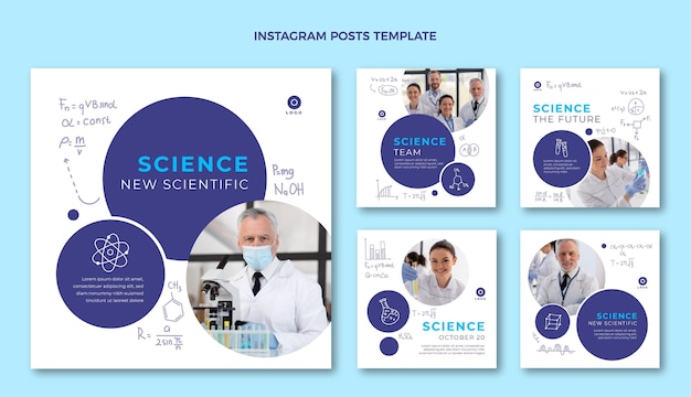 Hand drawn science instagram posts template