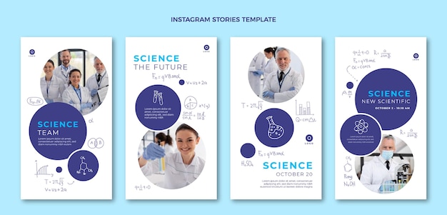 Vector hand drawn science instagram stories template