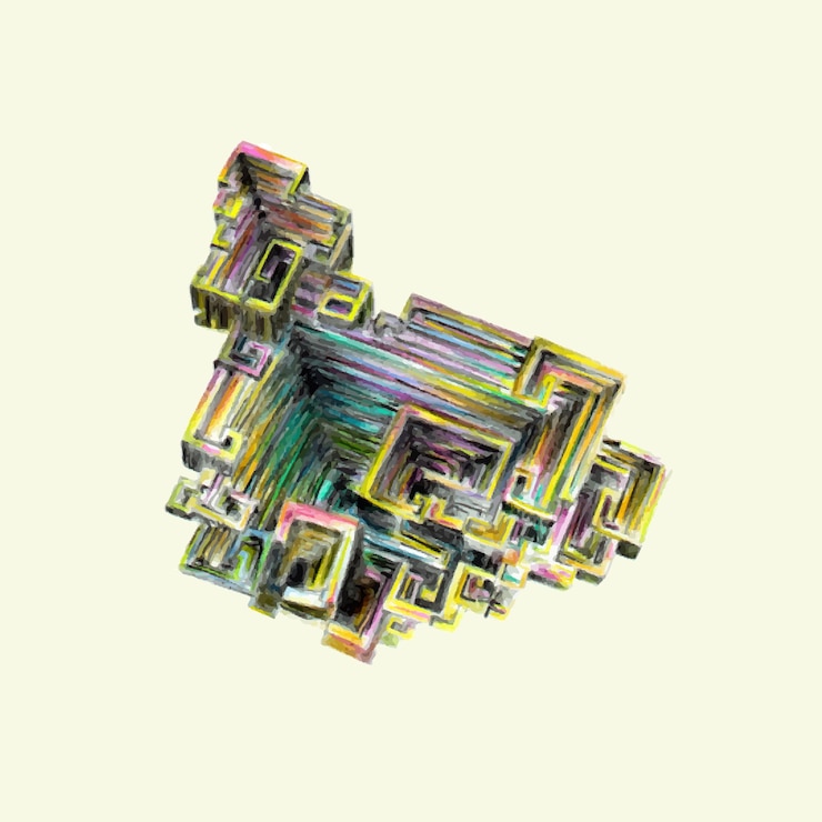 Vector hand drawn scientific illustration of a bismuth with color pencils