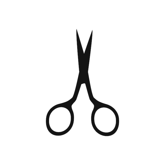 Hand drawn scissors silhouette for tailors barbers isolated on white background