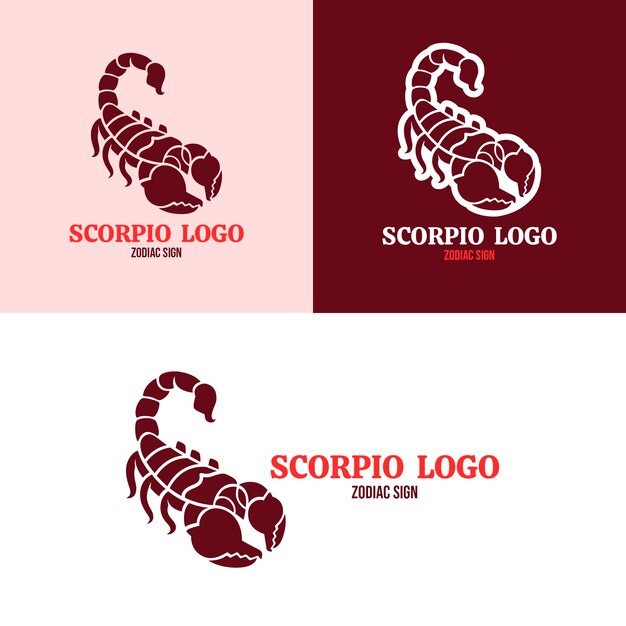 Vettore modello logo scorpione disegnato a mano