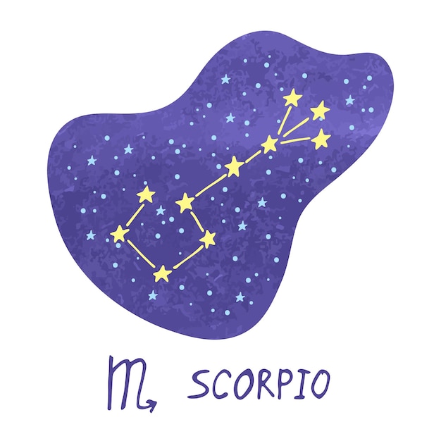 Hand drawn scorpio zodiac sign Esoteric symbol doodle Astrology clipart Element for design