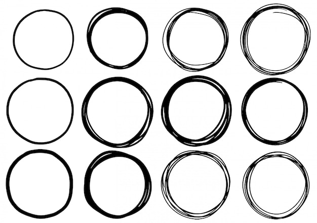 hand drawn scribble circle set