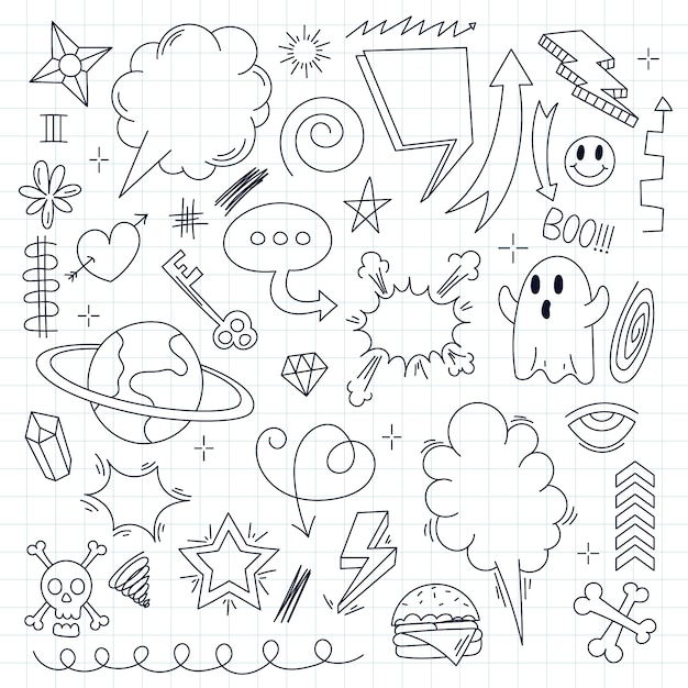 Vector hand drawn scribble element set