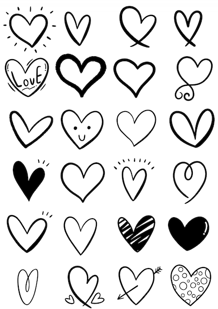 Hand drawn scribble heart collection