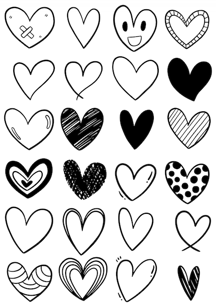 Hand drawn scribble hearts