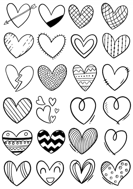 Hand drawn scribble hearts