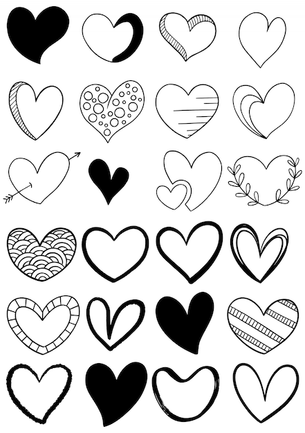 Hand drawn scribble hearts