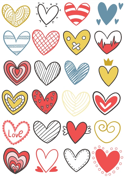 Hand drawn scribble hearts