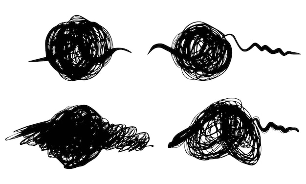手描きのスケッチ 円形の物体 混ざった 汚い 丸い スクリブル 白い背景に隔離されています