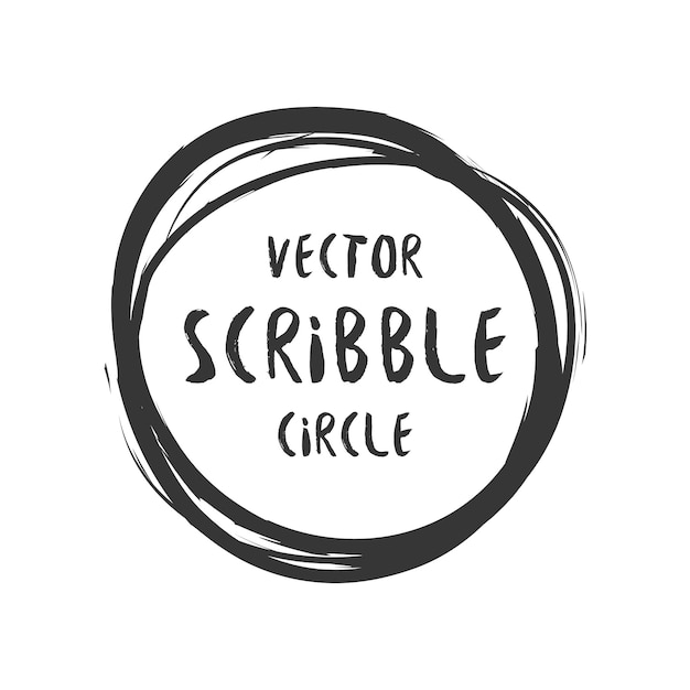 Vector hand drawn scribble vector circle and label with text