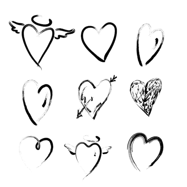 Hand drawn scribbles hearts